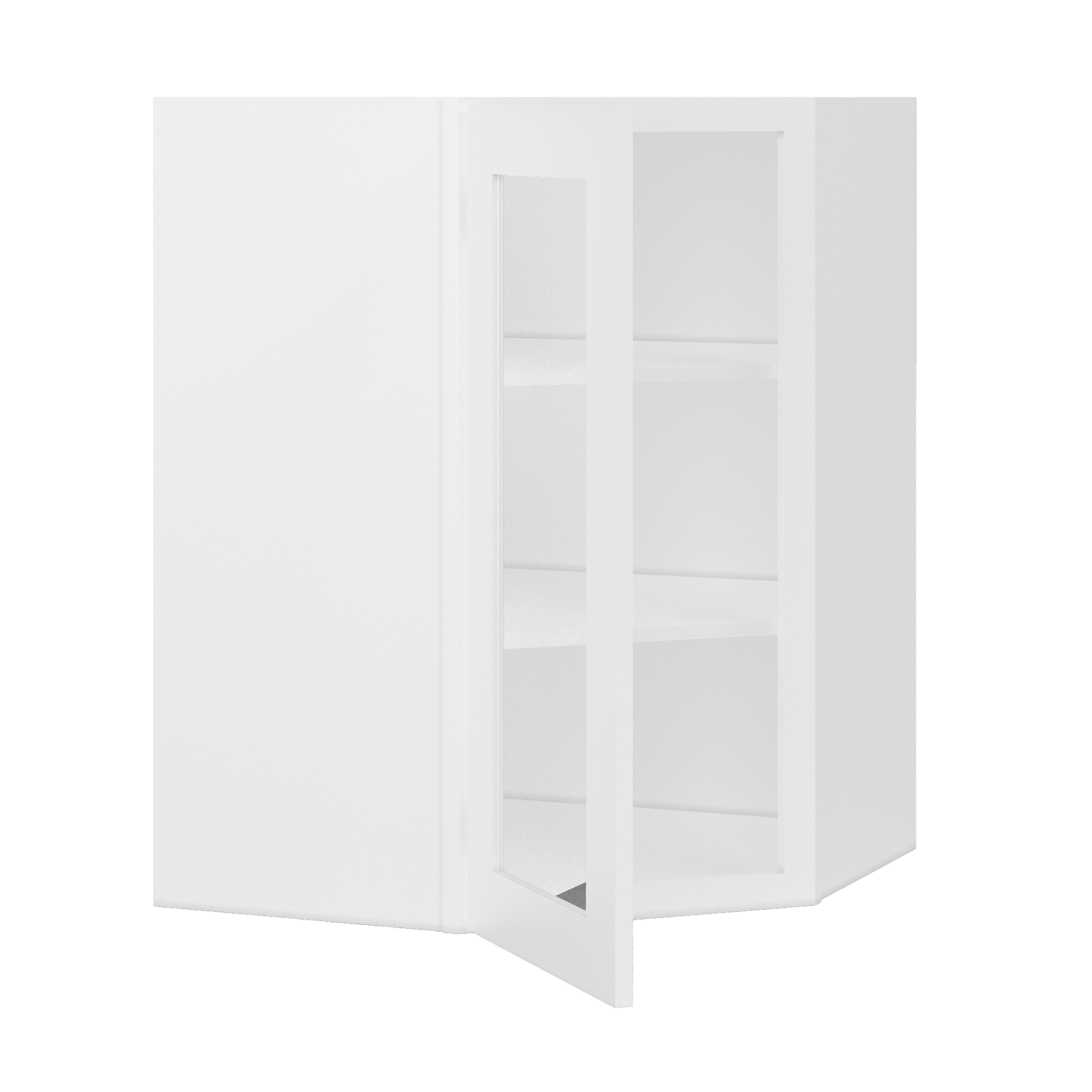 Frosted Glass Diagonal Corner Wall Kitchen Cabinet DCMD2736 Alpina White LessCare 27 in. width 36 in. height 15 in.