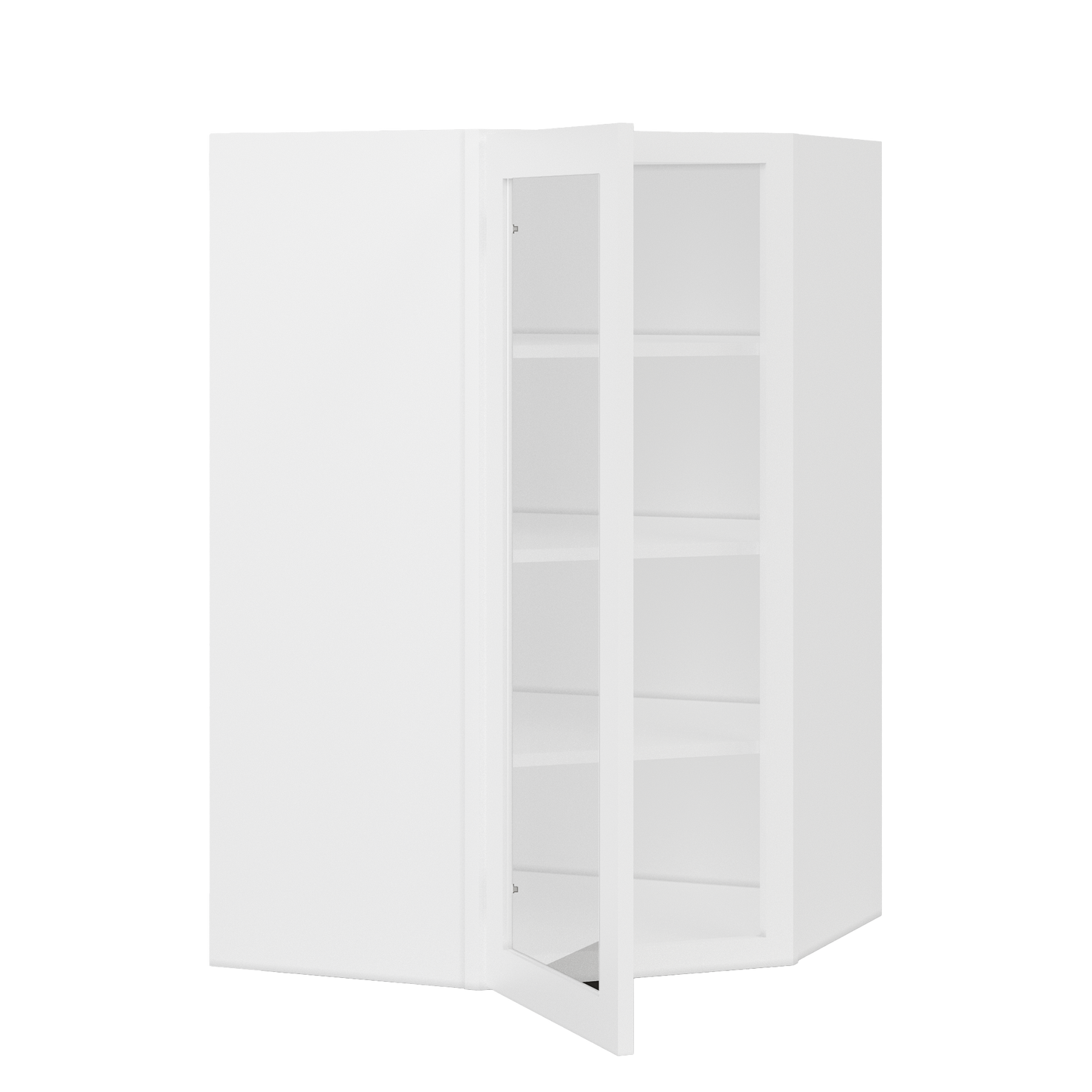 Frosted Glass Diagonal Corner Wall Kitchen Cabinet DCMD2742 Alpina White LessCare 27 in. width 42 in. height 15 in.