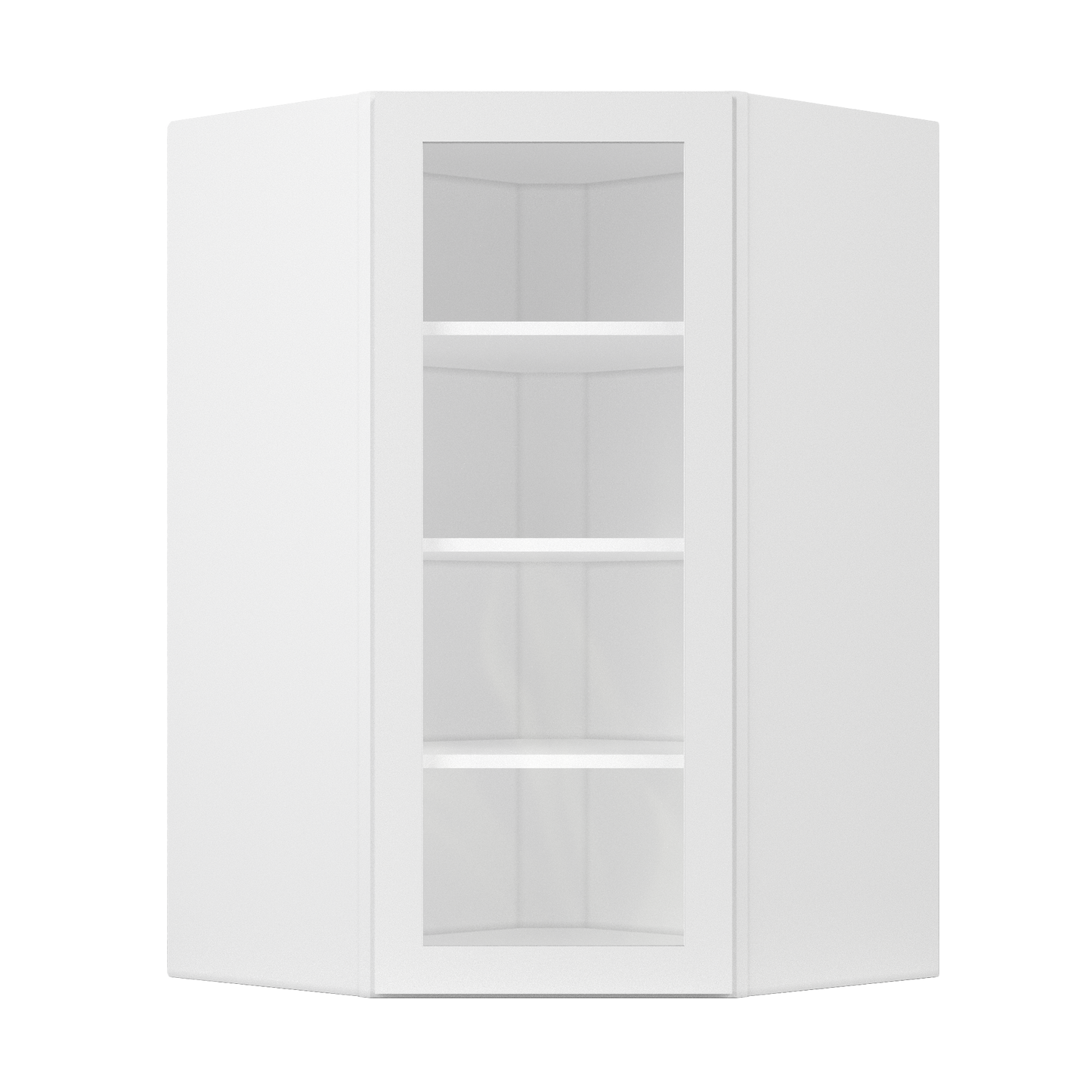 Frosted Glass Diagonal Corner Wall Kitchen Cabinet DCMD2742 Alpina White LessCare 27 in. width 42 in. height 15 in.