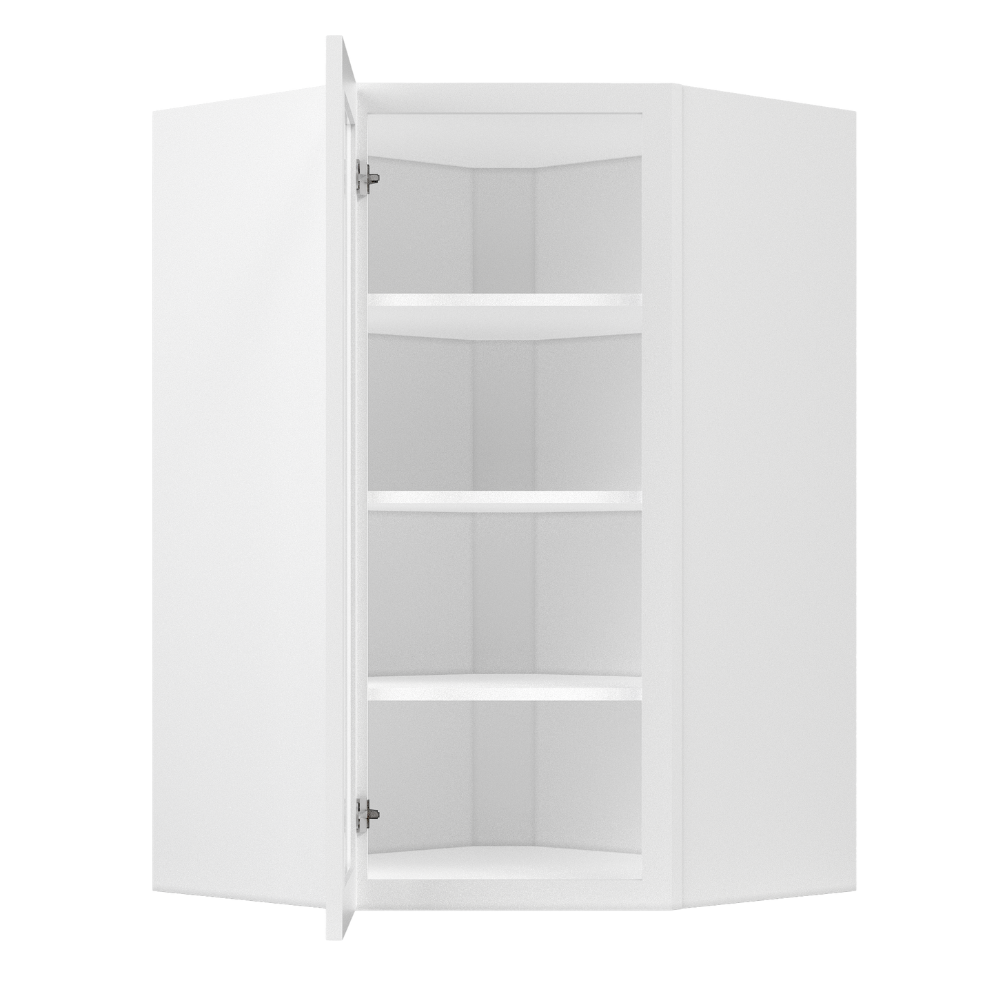 Frosted Glass Diagonal Corner Wall Kitchen Cabinet DCMD2742 Alpina White LessCare 27 in. width 42 in. height 15 in.