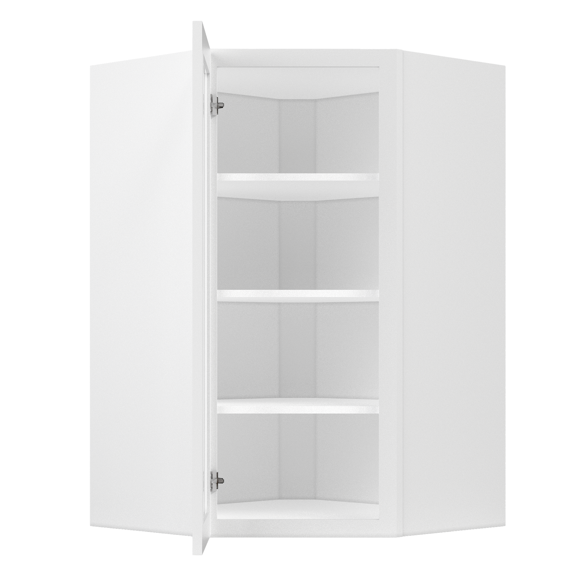 Frosted Glass Diagonal Corner Wall Kitchen Cabinet DCMD2742 Alpina White LessCare 27 in. width 42 in. height 15 in.