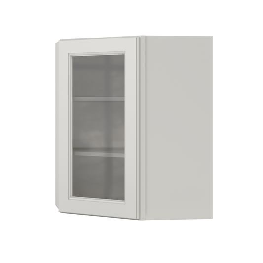 Frosted Glass Door Diagonal Corner Wall Kitchen Cabinet DCMD2430 Milan Pearl 24 in. width 30 in. height 12 in. depth