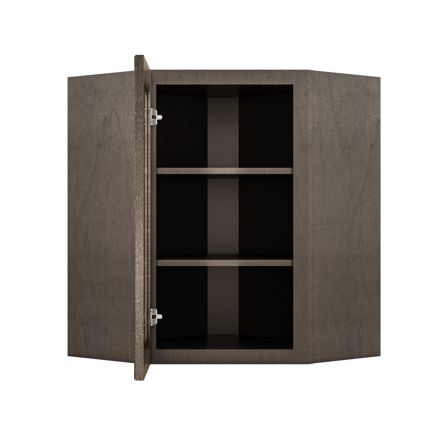 Frosted Glass Door Diagonal Corner Wall Kitchen Cabinet DCMD2430 Milan Slate 24 in. width 30 in. height 12 in. depth