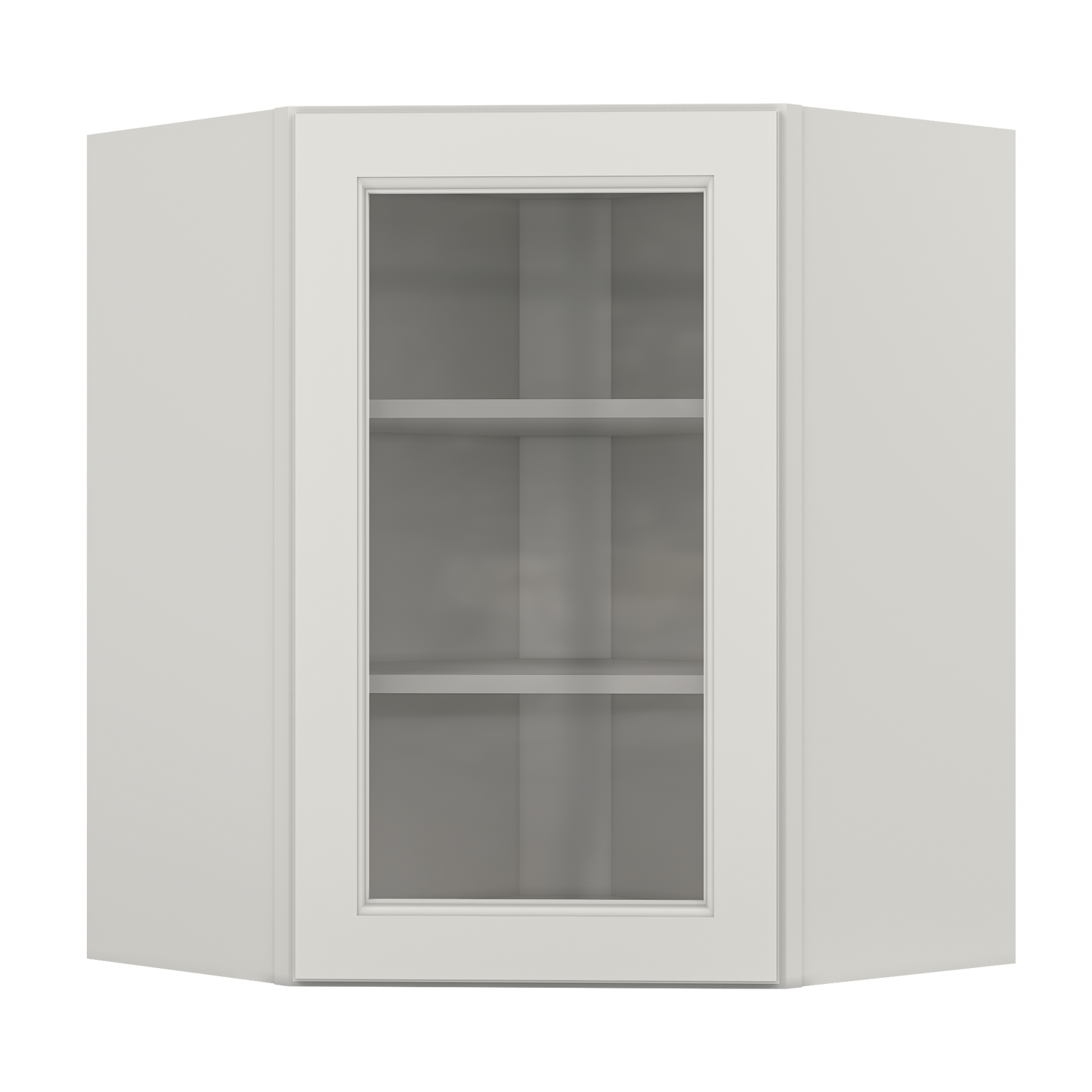 Frosted Glass Door Diagonal Corner Wall Kitchen Cabinet DCMD2430 Milan Pearl 24 in. width 30 in. height 12 in. depth