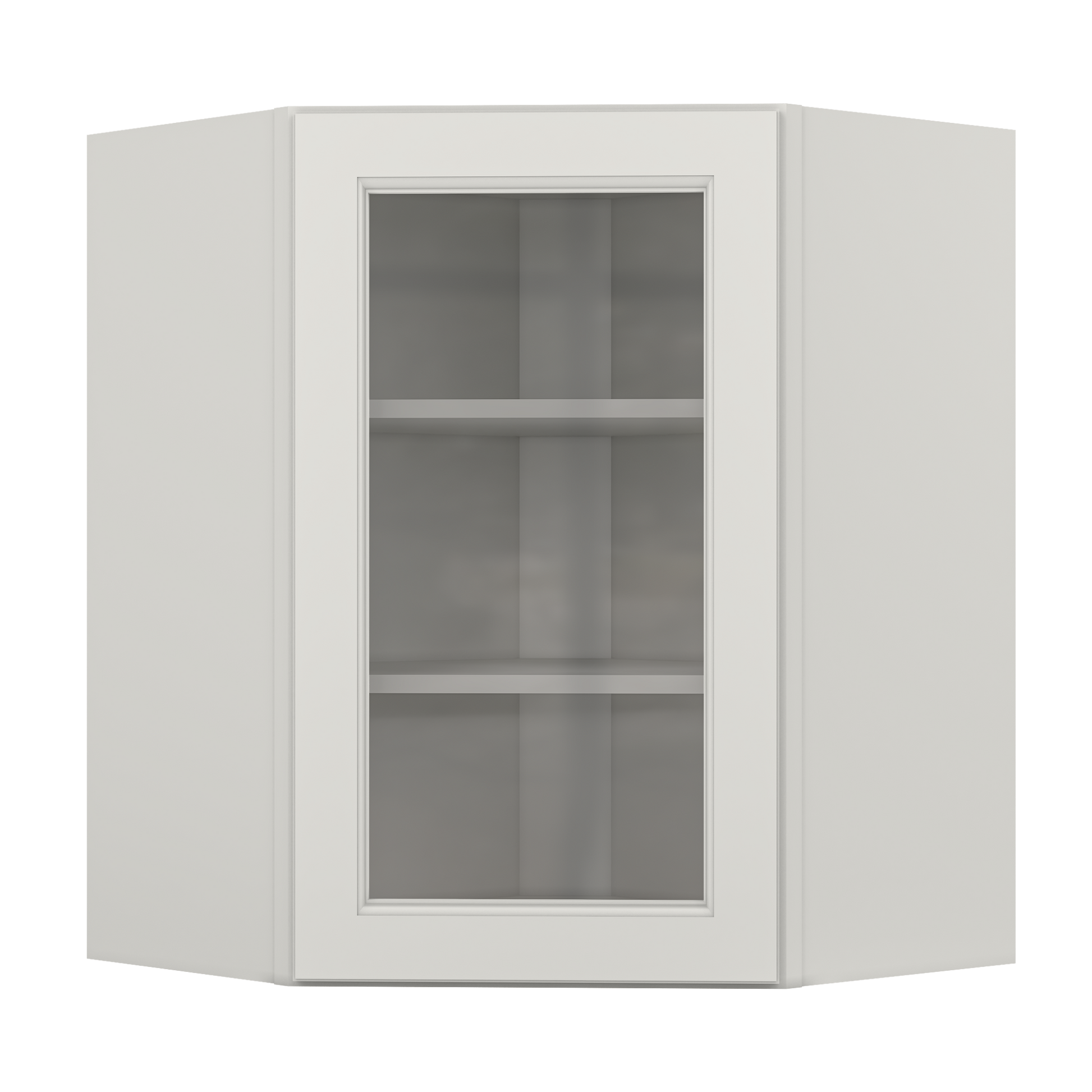 Frosted Glass Door Diagonal Corner Wall Kitchen Cabinet DCMD2430 Milan Pearl 24 in. width 30 in. height 12 in. depth