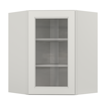 Frosted Glass Door Diagonal Corner Wall Kitchen Cabinet DCMD2430 Milan Pearl 24 in. width 30 in. height 12 in. depth