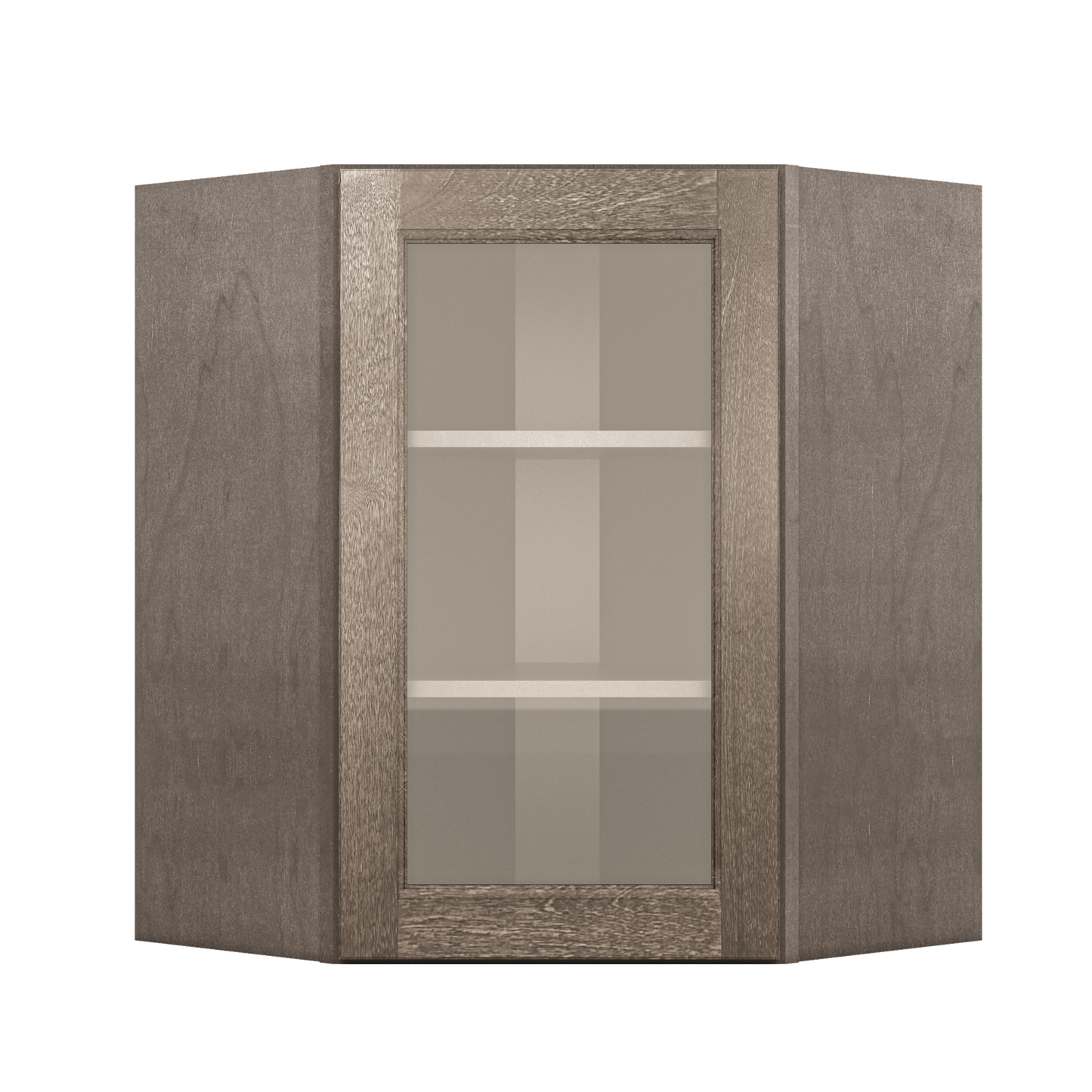 Frosted Glass Door Diagonal Corner Wall Kitchen Cabinet DCMD2430 Milan Slate 24 in. width 30 in. height 12 in. depth