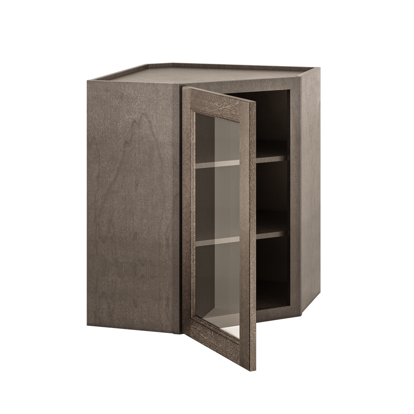 Frosted Glass Door Diagonal Corner Wall Kitchen Cabinet DCMD2430 Milan Slate 24 in. width 30 in. height 12 in. depth