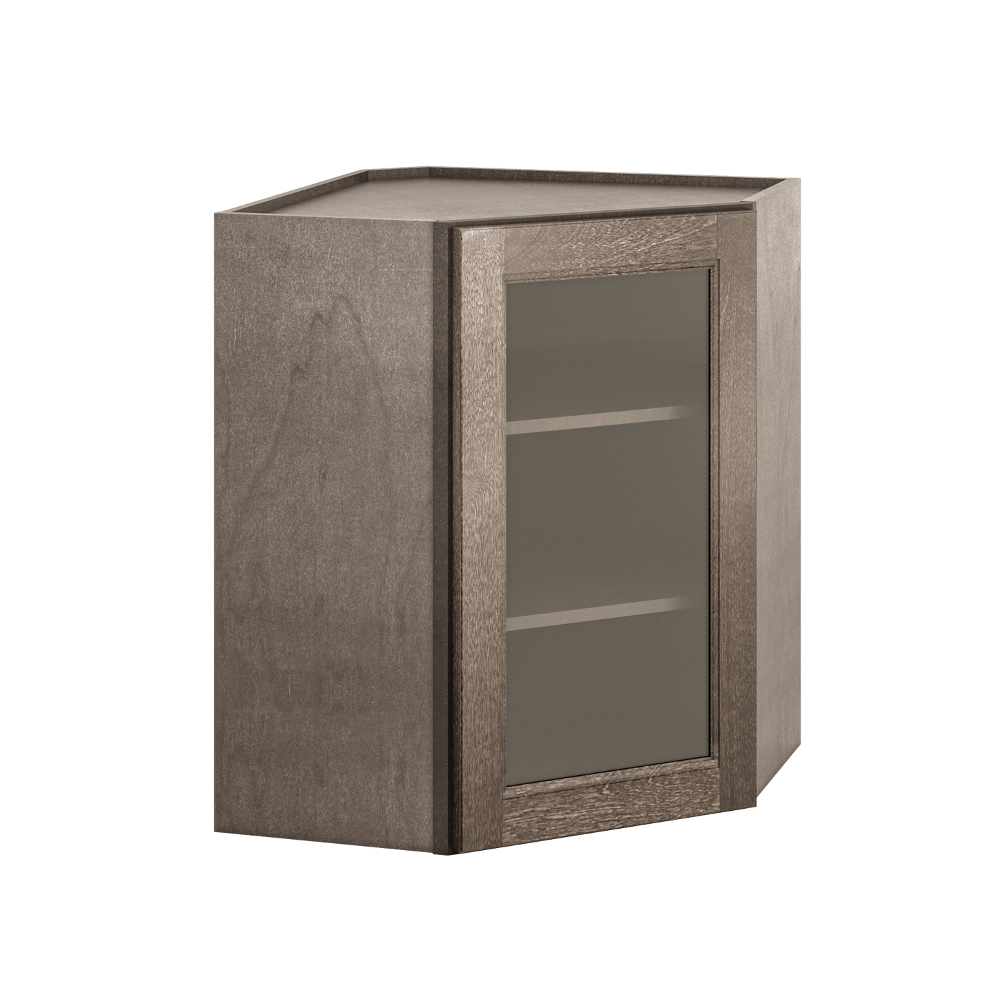 Frosted Glass Door Diagonal Corner Wall Kitchen Cabinet DCMD2430 Milan Slate 24 in. width 30 in. height 12 in. depth