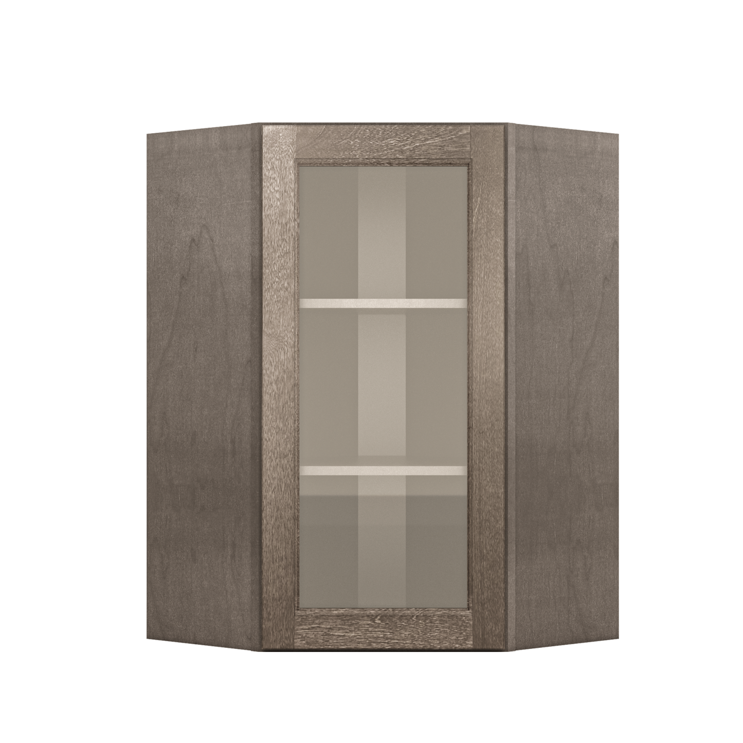 Frosted Glass Door Diagonal Corner Wall Kitchen Cabinet DCMD2436 Milan Slate 24 in. width 36 in. height 12 in. depth