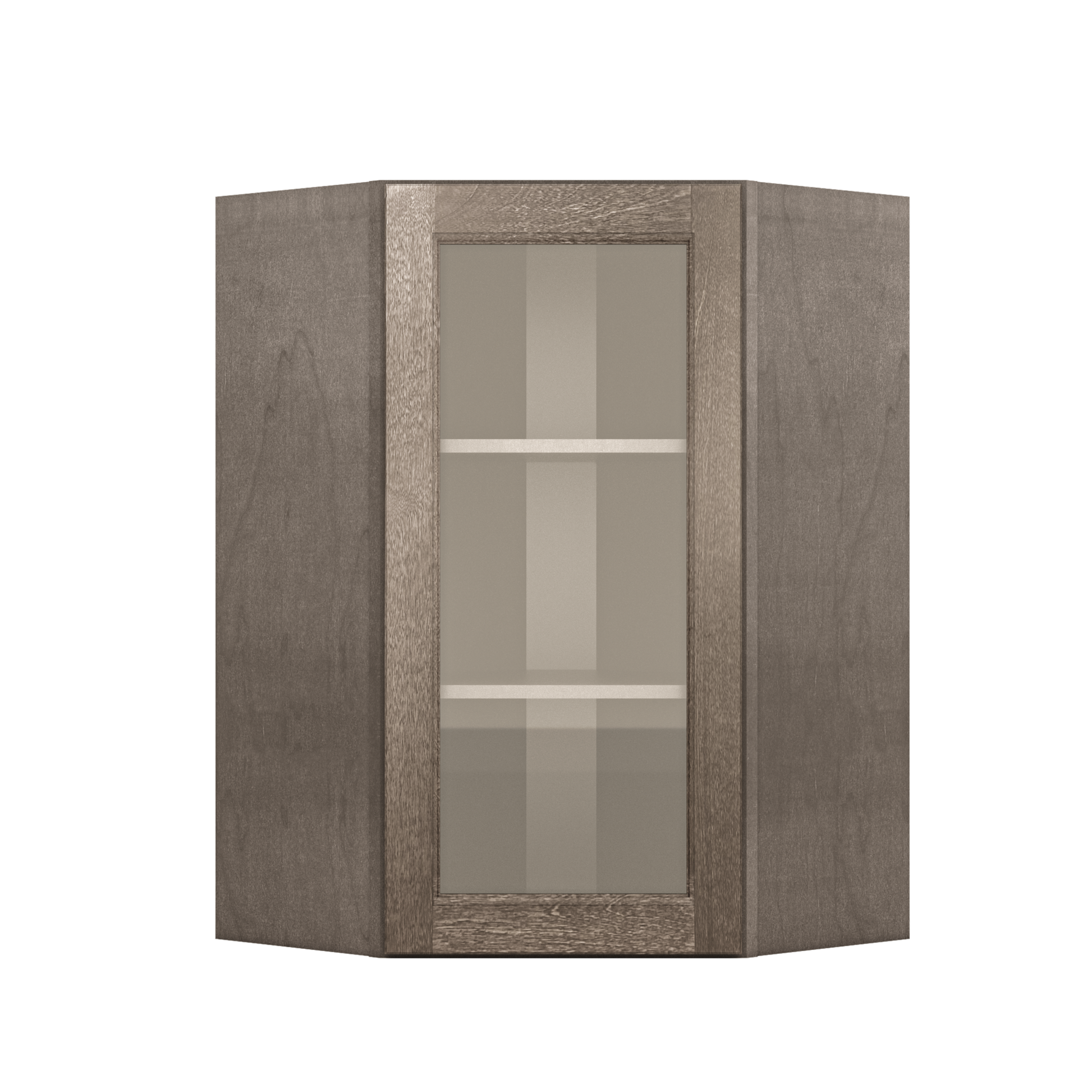 Frosted Glass Door Diagonal Corner Wall Kitchen Cabinet DCMD2436 Milan Slate 24 in. width 36 in. height 12 in. depth