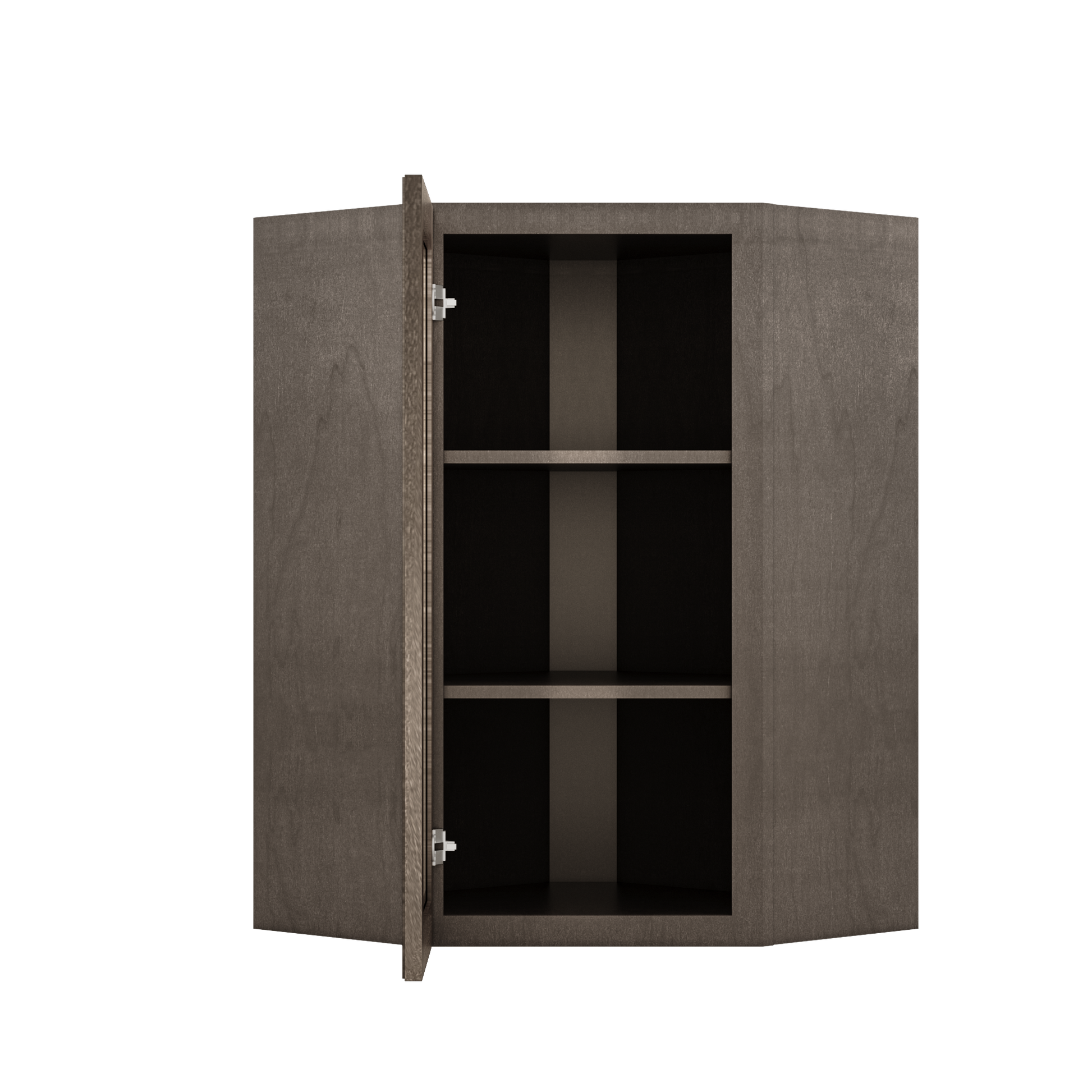 Frosted Glass Door Diagonal Corner Wall Kitchen Cabinet DCMD2436 Milan Slate 24 in. width 36 in. height 12 in. depth
