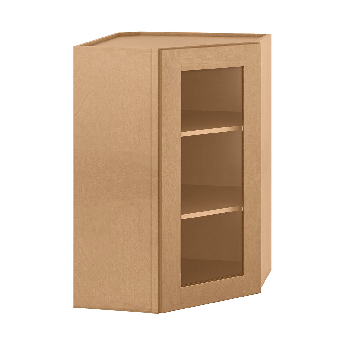 Frosted Glass Door Diagonal Corner Wall Kitchen Cabinet DCMD2436 Shaker Toffee 24 in. width 36 in. height 12 in. depth