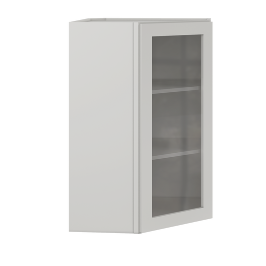 Frosted Glass Door Diagonal Corner Wall Kitchen Cabinet DCMD2436 Milan Pearl 24 in. width 36 in. height 12 in. depth