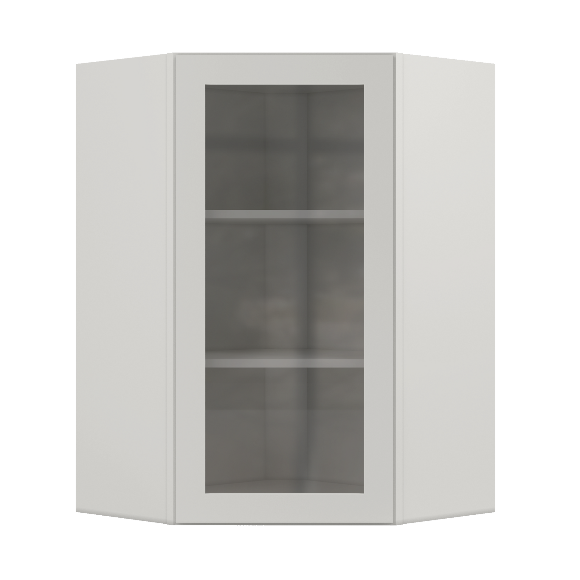 Frosted Glass Door Diagonal Corner Wall Kitchen Cabinet DCMD2436 Milan Pearl 24 in. width 36 in. height 12 in. depth