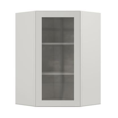 Frosted Glass Door Diagonal Corner Wall Kitchen Cabinet DCMD2436 Milan Pearl 24 in. width 36 in. height 12 in. depth