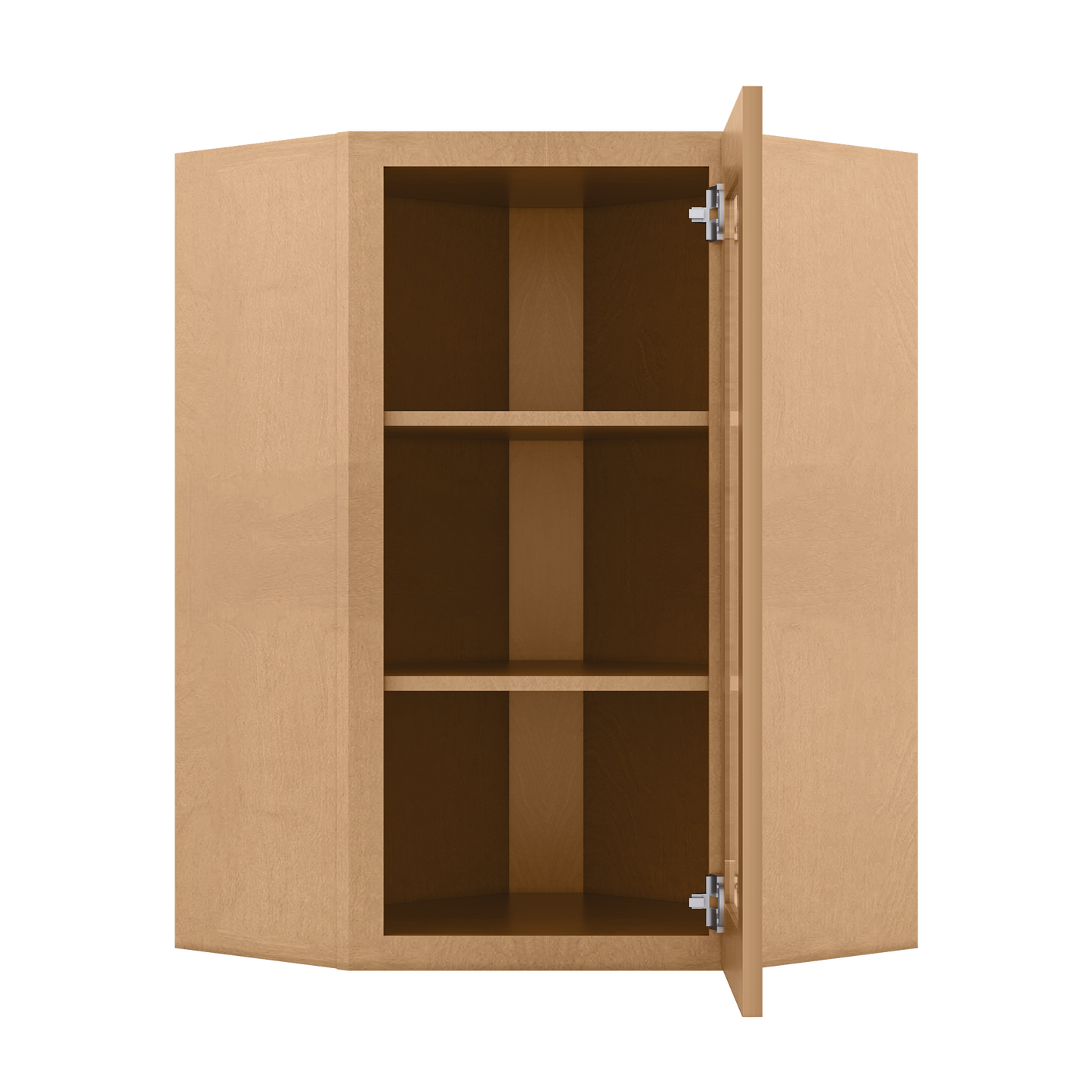 Frosted Glass Door Diagonal Corner Wall Kitchen Cabinet DCMD2436 Shaker Toffee 24 in. width 36 in. height 12 in. depth