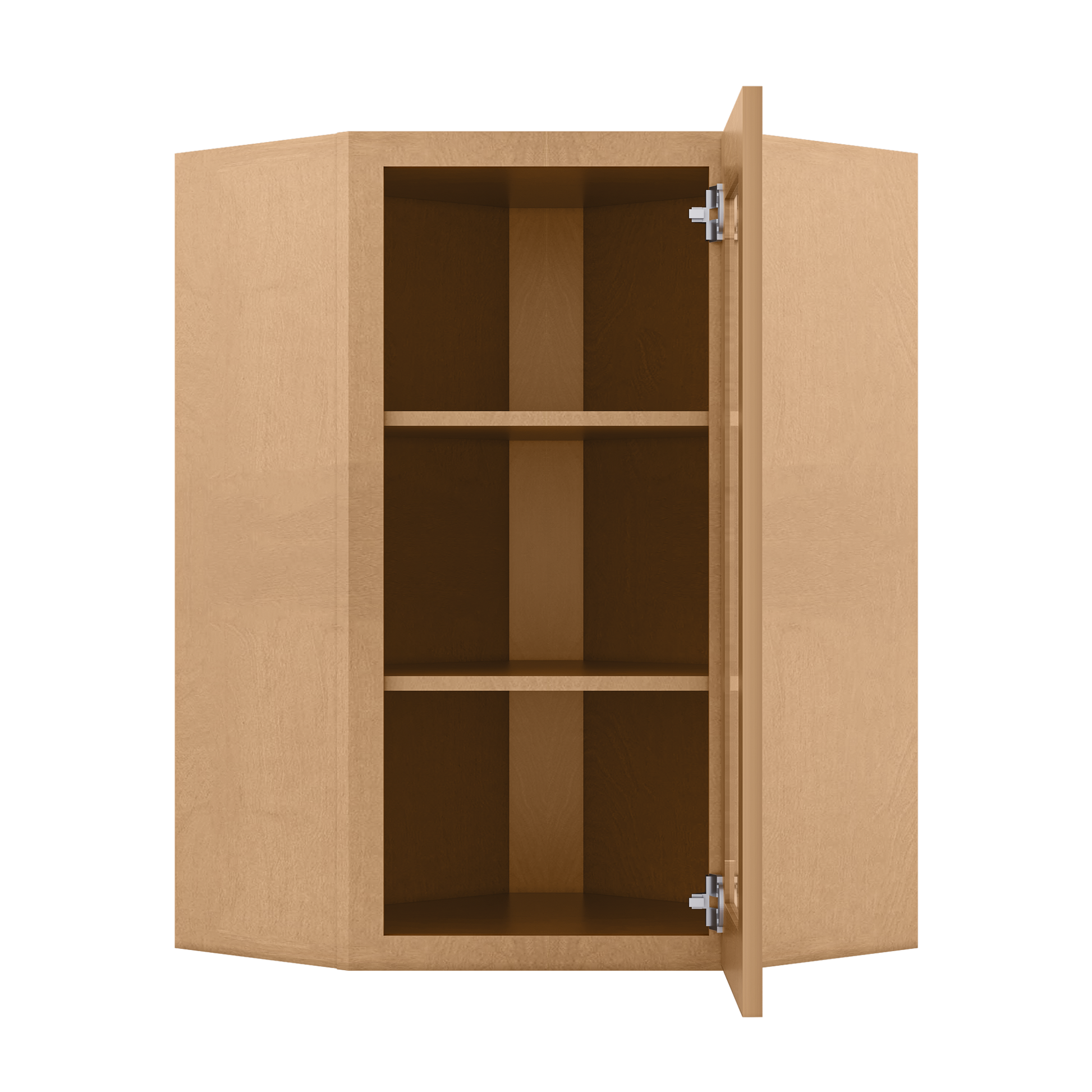 Frosted Glass Door Diagonal Corner Wall Kitchen Cabinet DCMD2436 Shaker Toffee 24 in. width 36 in. height 12 in. depth