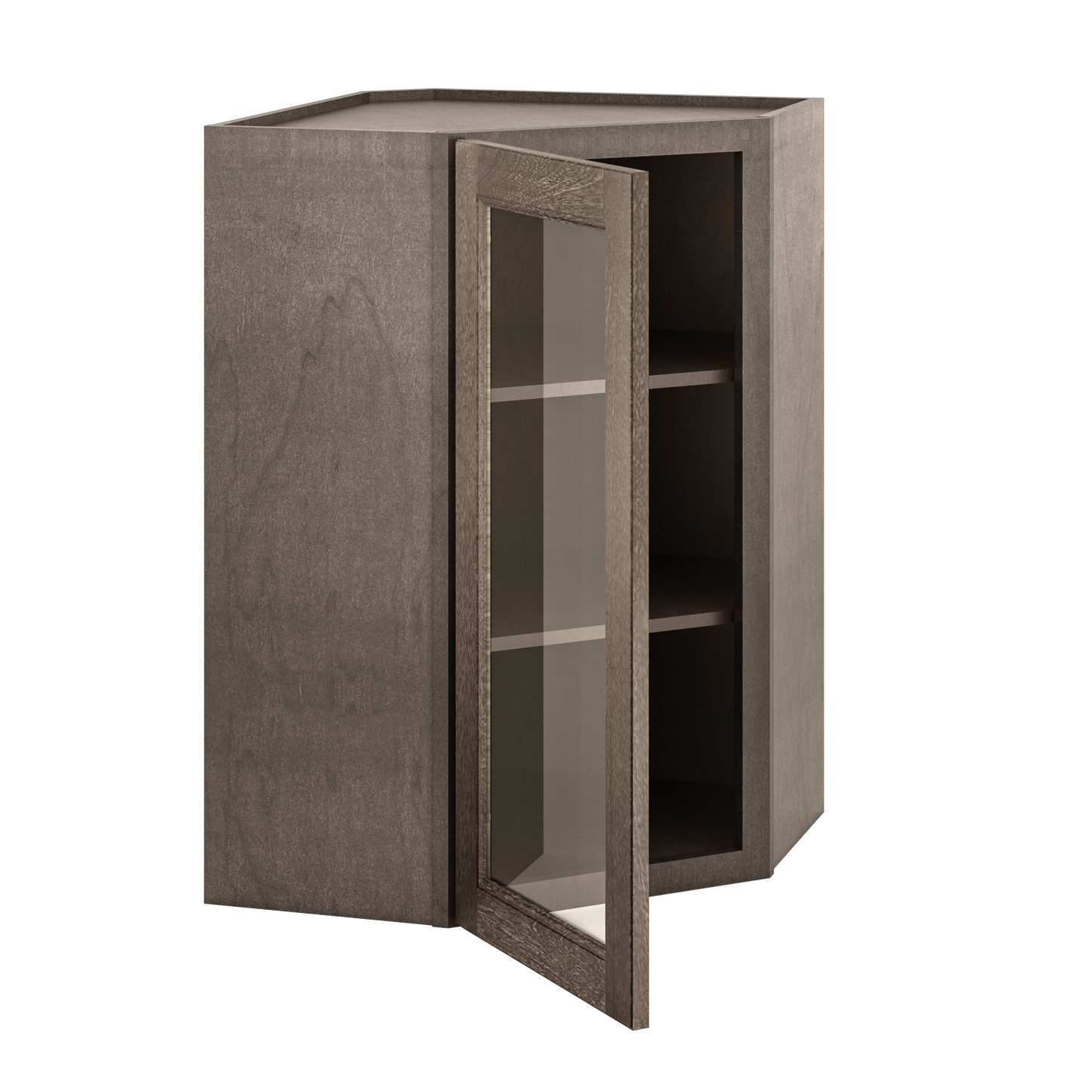 Frosted Glass Door Diagonal Corner Wall Kitchen Cabinet DCMD2436 Milan Slate 24 in. width 36 in. height 12 in. depth