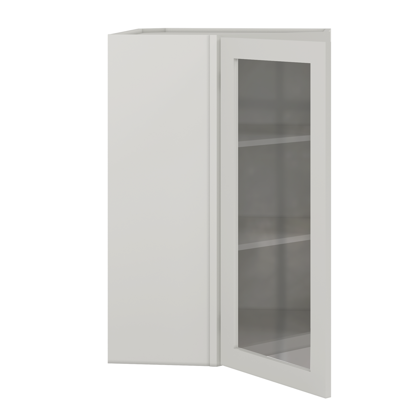 Frosted Glass Door Diagonal Corner Wall Kitchen Cabinet DCMD2436 Milan Pearl 24 in. width 36 in. height 12 in. depth