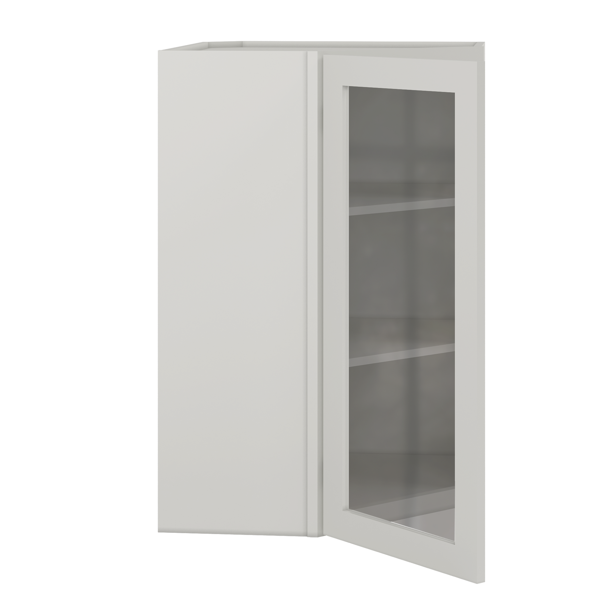 Frosted Glass Door Diagonal Corner Wall Kitchen Cabinet DCMD2436 Milan Pearl 24 in. width 36 in. height 12 in. depth