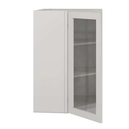 Frosted Glass Door Diagonal Corner Wall Kitchen Cabinet DCMD2436 Milan Pearl 24 in. width 36 in. height 12 in. depth