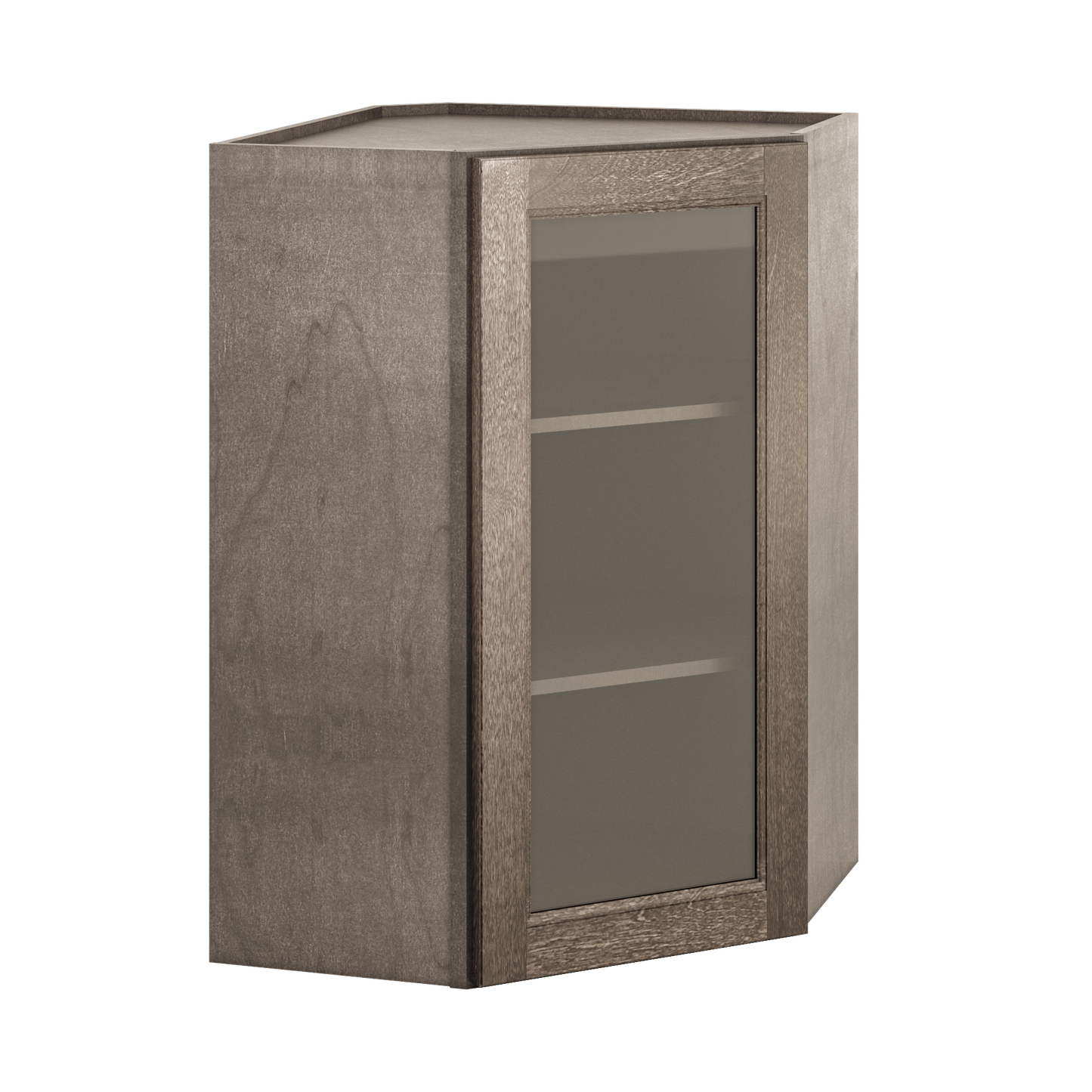 Frosted Glass Door Diagonal Corner Wall Kitchen Cabinet DCMD2436 Milan Slate 24 in. width 36 in. height 12 in. depth