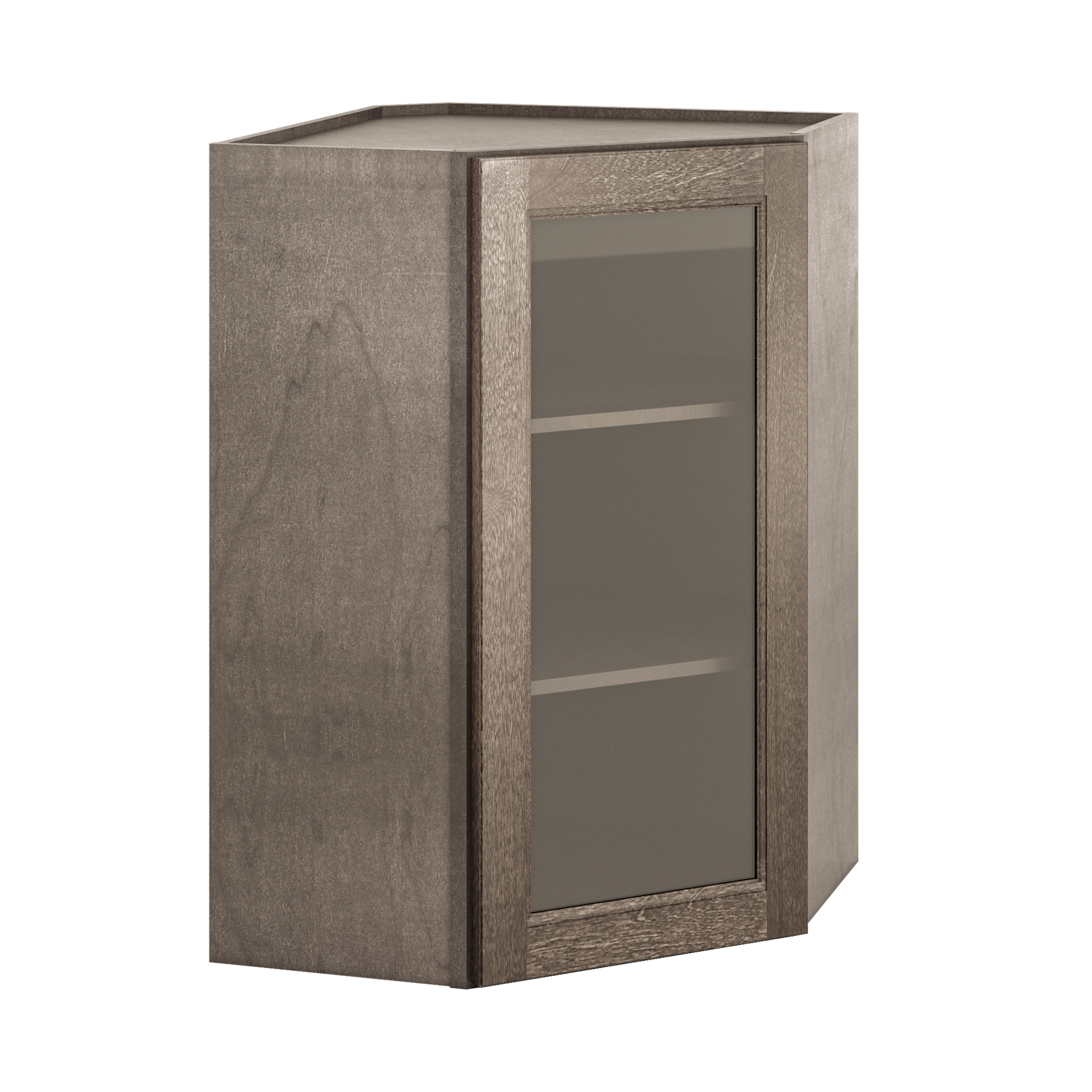 Frosted Glass Door Diagonal Corner Wall Kitchen Cabinet DCMD2436 Milan Slate 24 in. width 36 in. height 12 in. depth