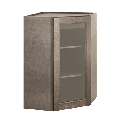 Frosted Glass Door Diagonal Corner Wall Kitchen Cabinet DCMD2436 Milan Slate 24 in. width 36 in. height 12 in. depth