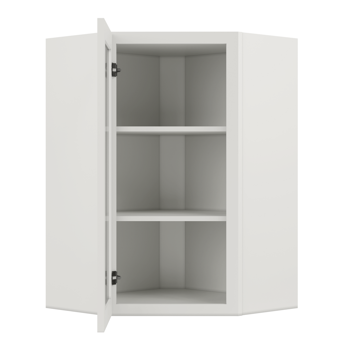 Frosted Glass Door Diagonal Corner Wall Kitchen Cabinet DCMD2436 Milan Pearl 24 in. width 36 in. height 12 in. depth
