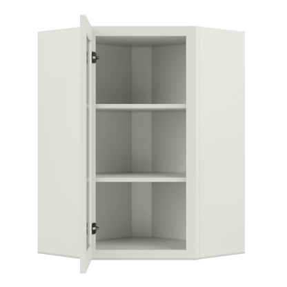 Frosted Glass Door Diagonal Corner Wall Kitchen Cabinet DCMD2436 Milan Pearl 24 in. width 36 in. height 12 in. depth