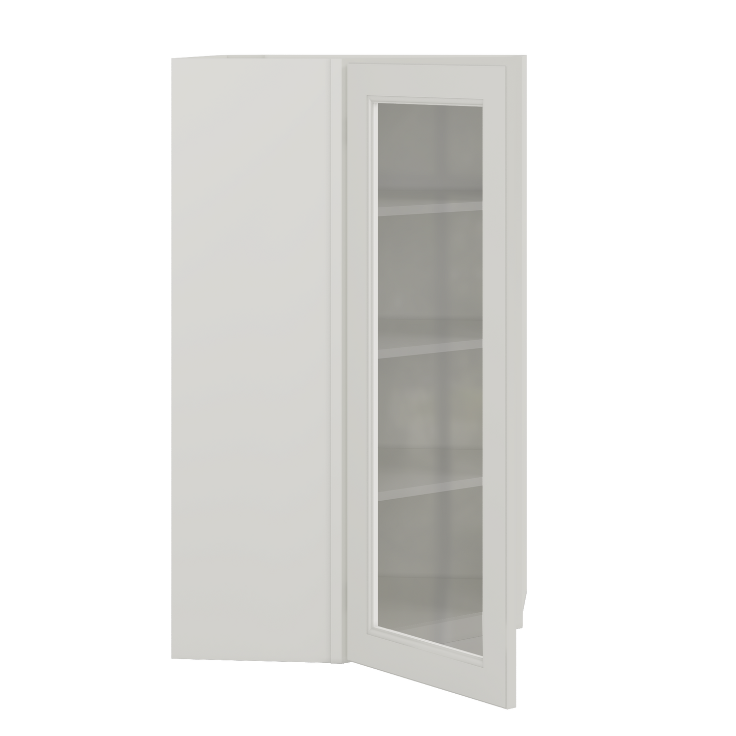 Frosted Glass Door Diagonal Corner Wall Kitchen Cabinet DCMD2442 Milan Pearl 24 in. width 42 in. height 12 in. depth