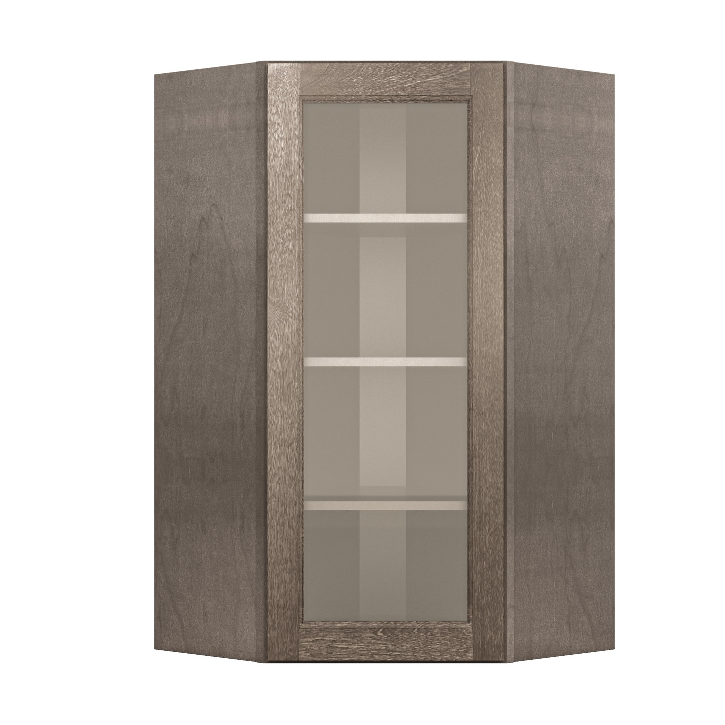 Frosted Glass Door Diagonal Corner Wall Kitchen Cabinet DCMD2442 Milan Slate 24 in. width 42 in. height 12 in. depth