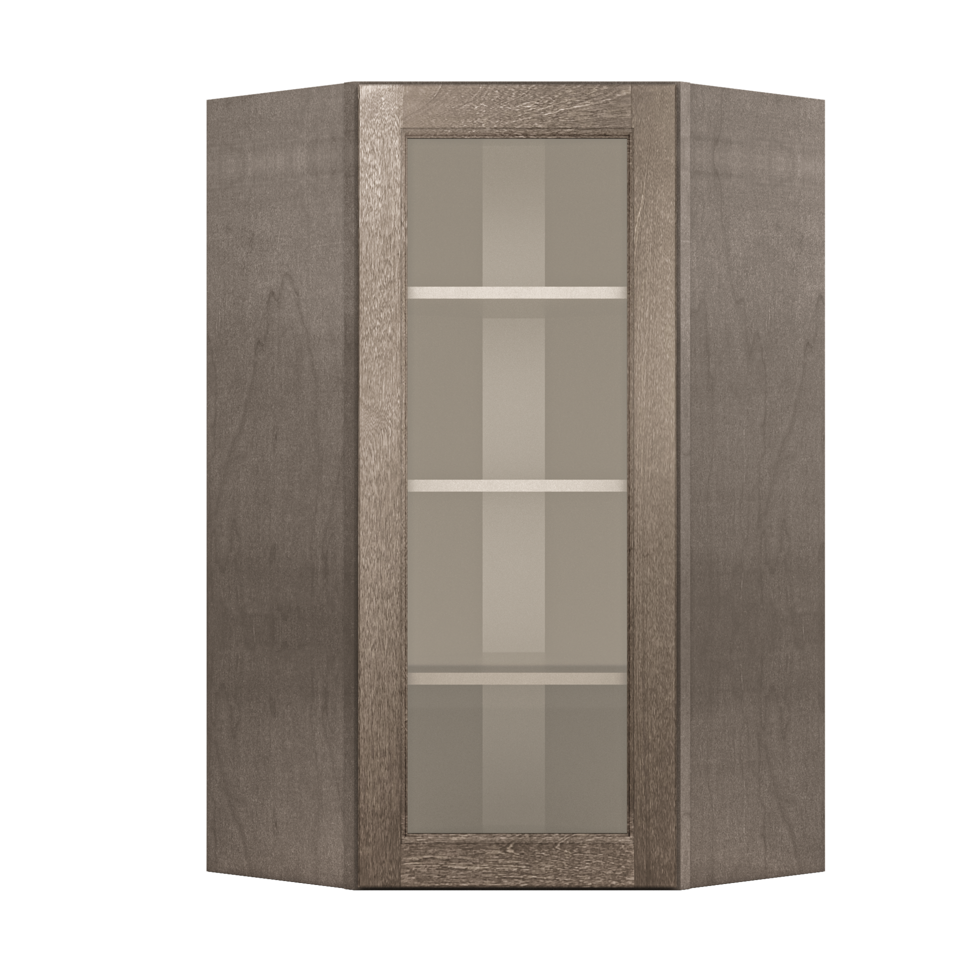 Frosted Glass Door Diagonal Corner Wall Kitchen Cabinet DCMD2442 Milan Slate 24 in. width 42 in. height 12 in. depth