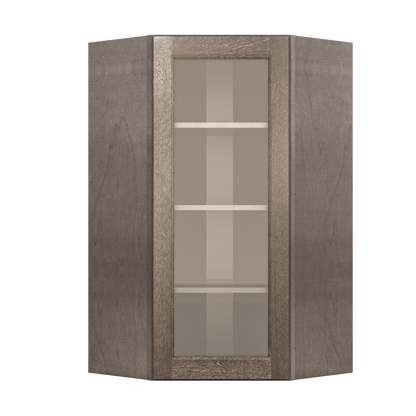Frosted Glass Door Diagonal Corner Wall Kitchen Cabinet DCMD2442 Milan Slate 24 in. width 42 in. height 12 in. depth