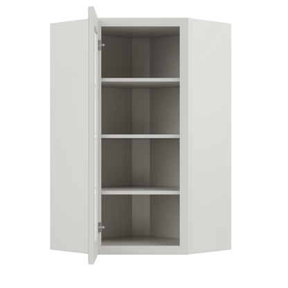Frosted Glass Door Diagonal Corner Wall Kitchen Cabinet DCMD2442 Milan Pearl 24 in. width 42 in. height 12 in. depth