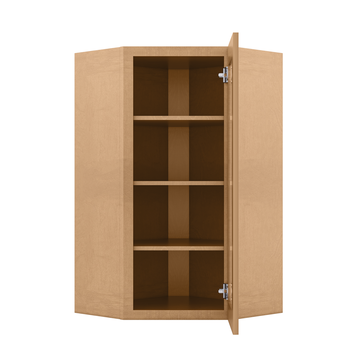 Frosted Glass Door Diagonal Corner Wall Kitchen Cabinet DCMD2442 Shaker Toffee 24 in. width 42 in. height 12 in. depth