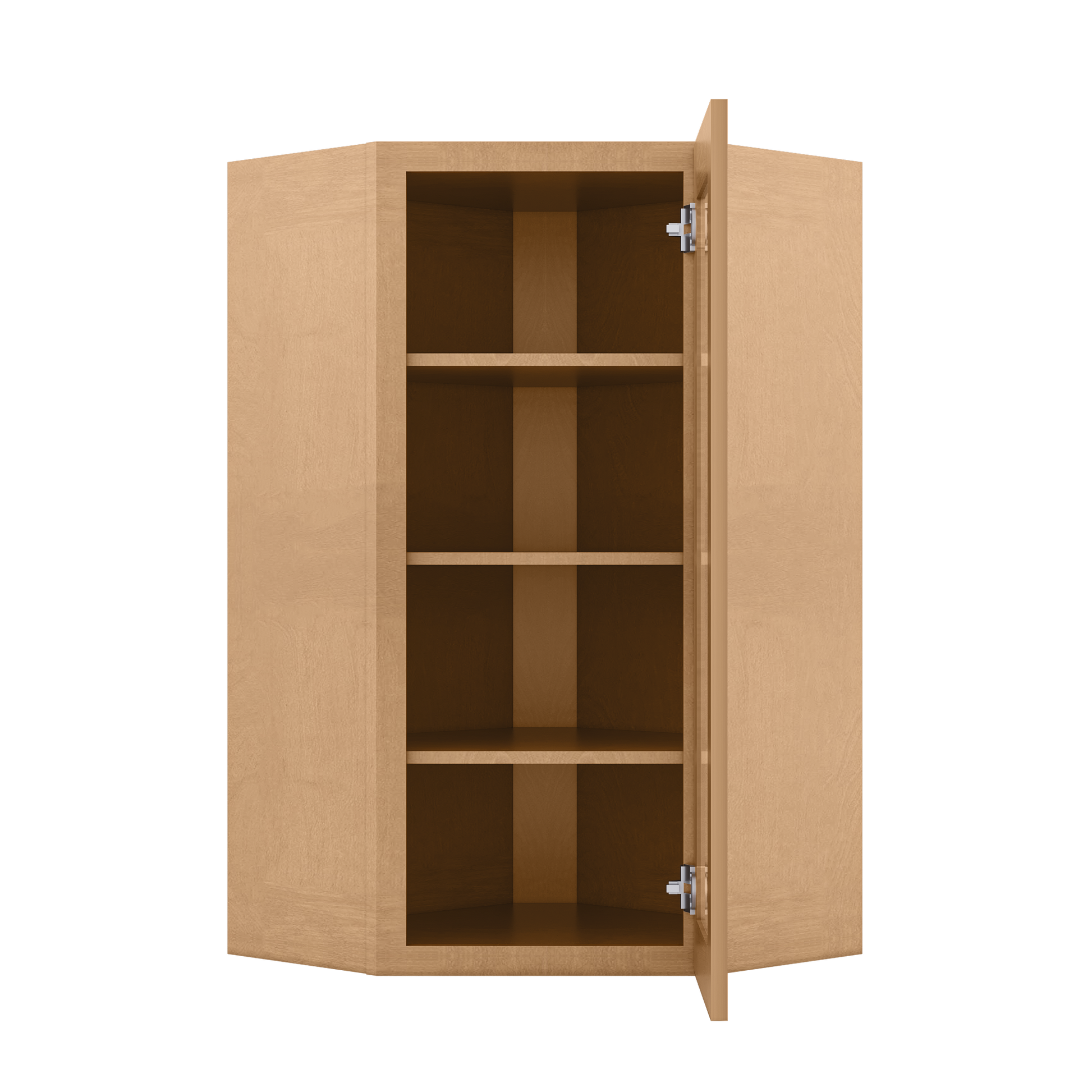 Frosted Glass Door Diagonal Corner Wall Kitchen Cabinet DCMD2442 Shaker Toffee 24 in. width 42 in. height 12 in. depth