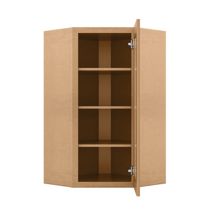 Frosted Glass Door Diagonal Corner Wall Kitchen Cabinet DCMD2442 Shaker Toffee 24 in. width 42 in. height 12 in. depth