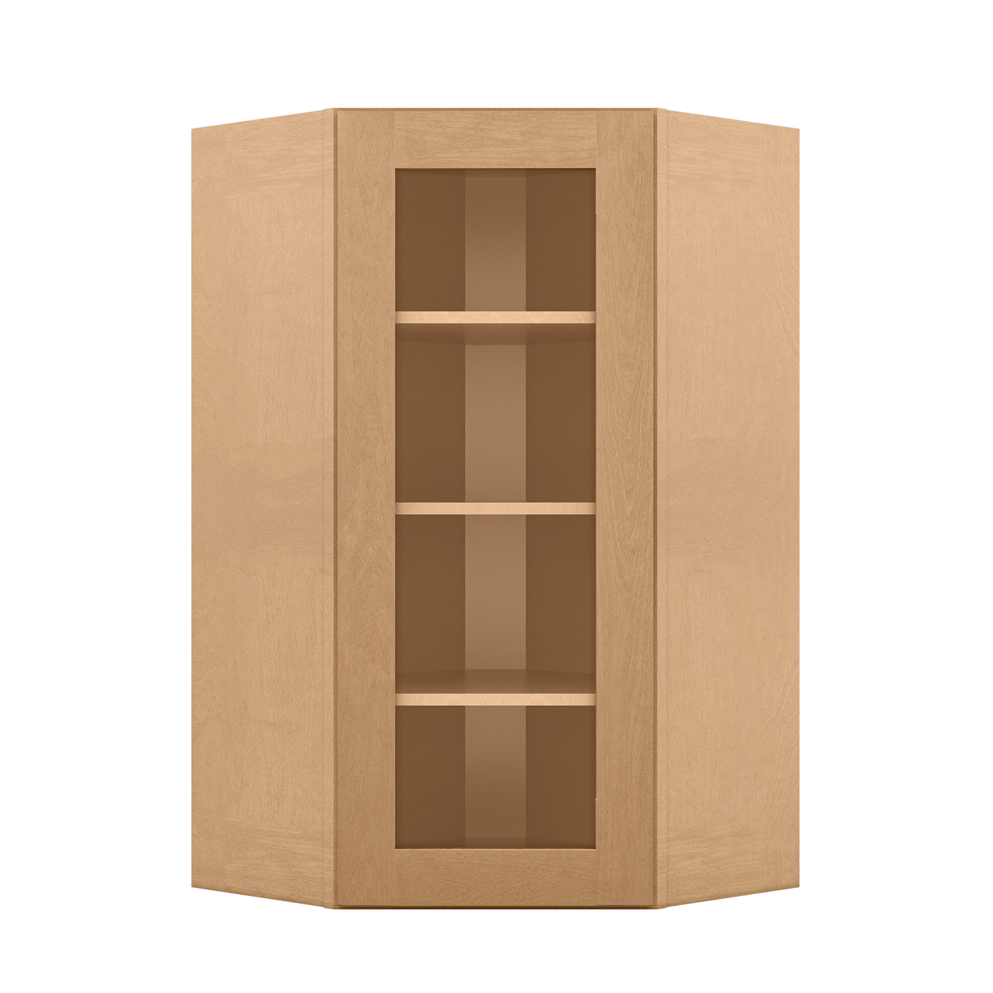 Frosted Glass Door Diagonal Corner Wall Kitchen Cabinet DCMD2442 Shaker Toffee 24 in. width 42 in. height 12 in. depth