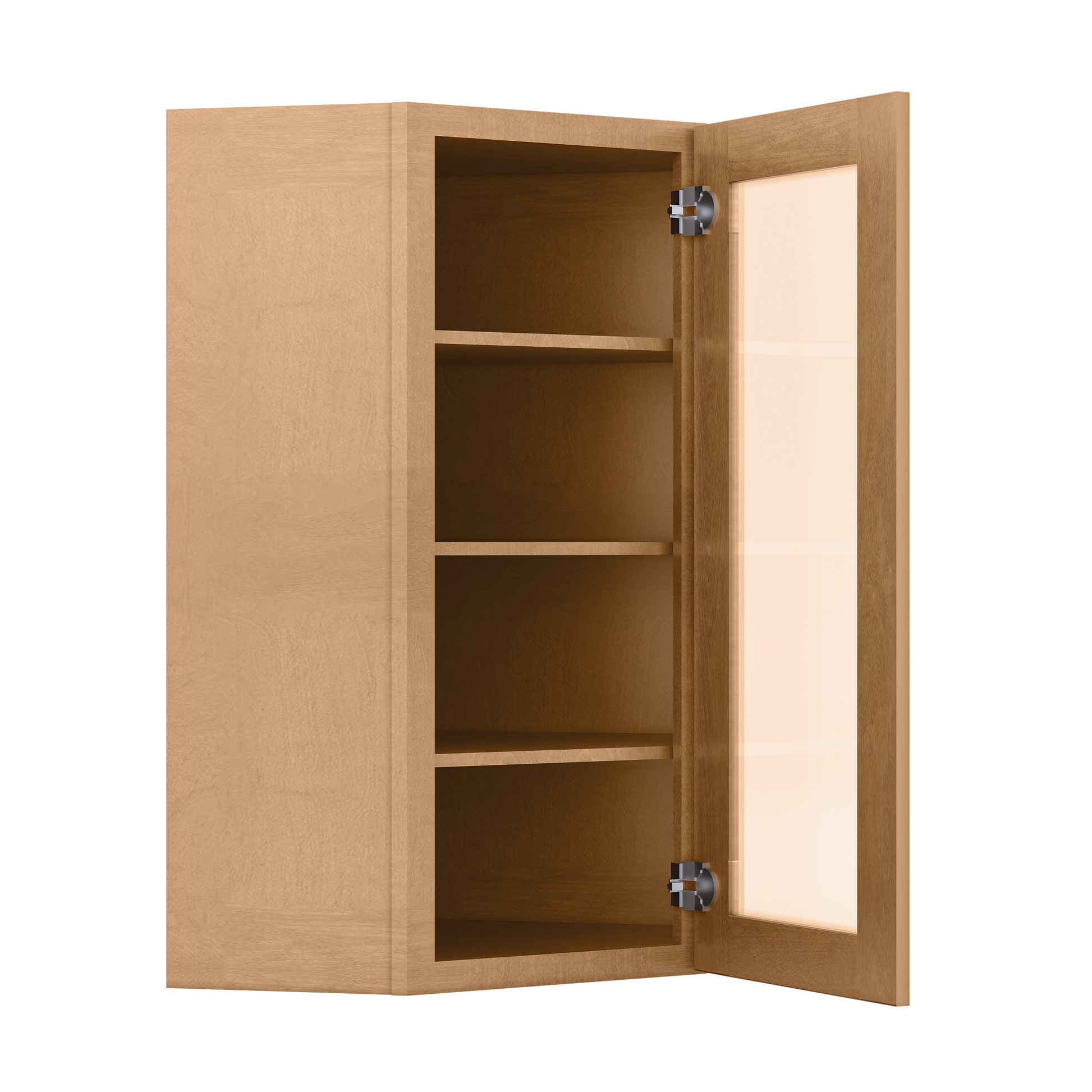 Frosted Glass Door Diagonal Corner Wall Kitchen Cabinet DCMD2442 Shaker Toffee 24 in. width 42 in. height 12 in. depth