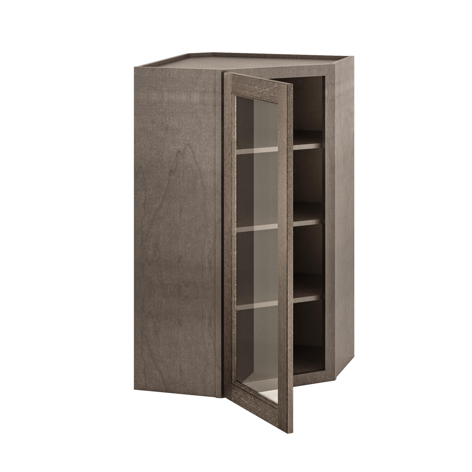 Frosted Glass Door Diagonal Corner Wall Kitchen Cabinet DCMD2442 Milan Slate 24 in. width 42 in. height 12 in. depth