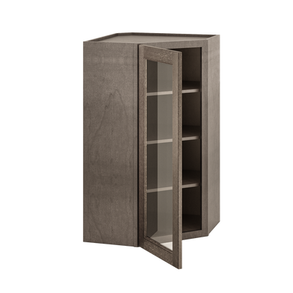 Frosted Glass Door Diagonal Corner Wall Kitchen Cabinet DCMD2442 Milan Slate 24 in. width 42 in. height 12 in. depth