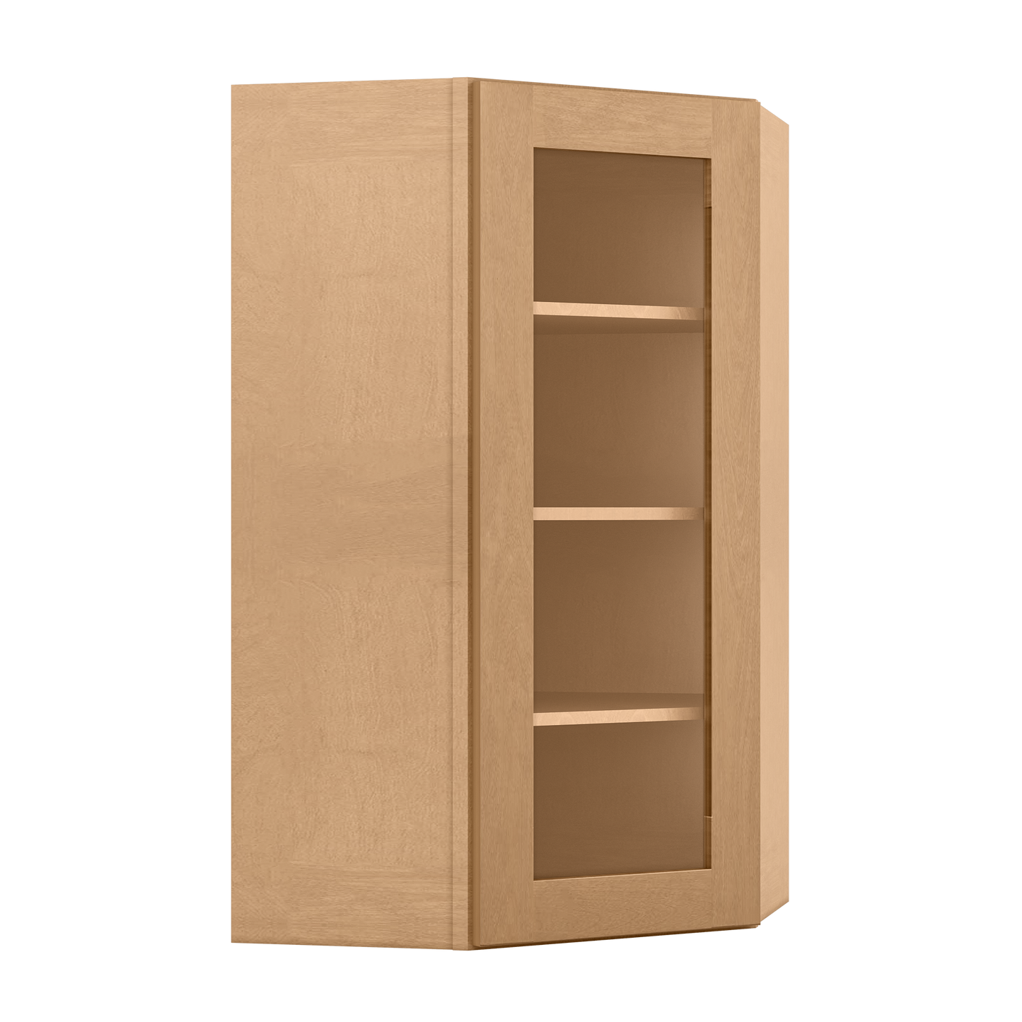 Frosted Glass Door Diagonal Corner Wall Kitchen Cabinet DCMD2442 Shaker Toffee 24 in. width 42 in. height 12 in. depth