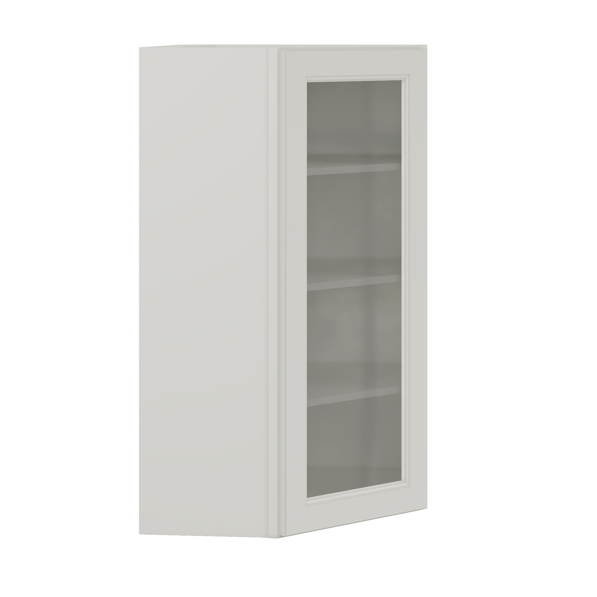 Frosted Glass Door Diagonal Corner Wall Kitchen Cabinet DCMD2442 Milan Pearl 24 in. width 42 in. height 12 in. depth