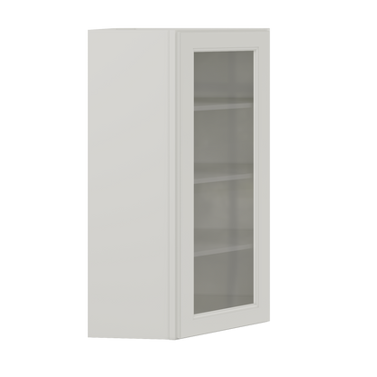 Frosted Glass Door Diagonal Corner Wall Kitchen Cabinet DCMD2442 Milan Pearl 24 in. width 42 in. height 12 in. depth