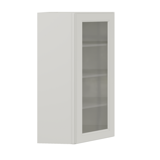Frosted Glass Door Diagonal Corner Wall Kitchen Cabinet DCMD2442 Milan Pearl 24 in. width 42 in. height 12 in. depth