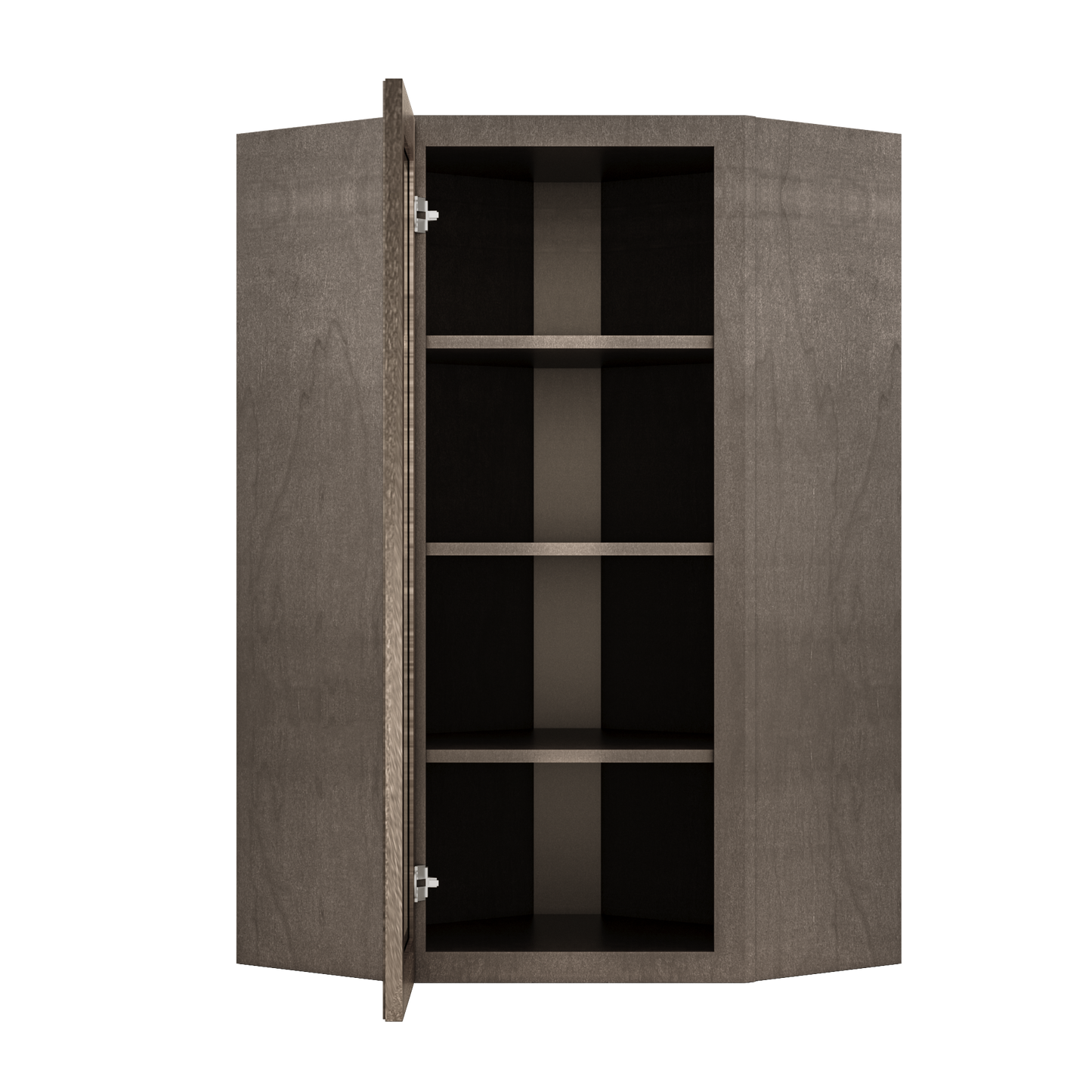 Frosted Glass Door Diagonal Corner Wall Kitchen Cabinet DCMD2442 Milan Slate 24 in. width 42 in. height 12 in. depth