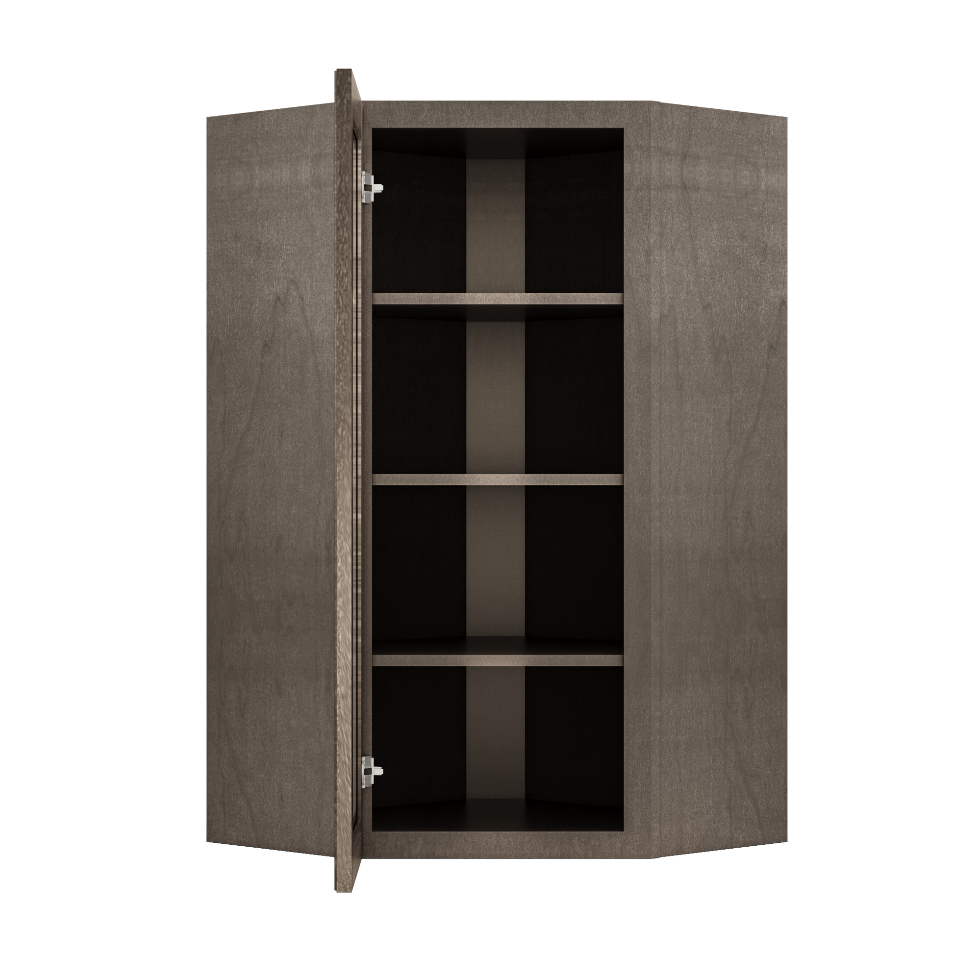 Frosted Glass Door Diagonal Corner Wall Kitchen Cabinet DCMD2442 Milan Slate 24 in. width 42 in. height 12 in. depth