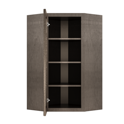 Frosted Glass Door Diagonal Corner Wall Kitchen Cabinet DCMD2442 Milan Slate 24 in. width 42 in. height 12 in. depth